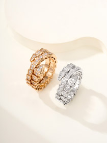 Bulgari diamante completo 3 círculos anillo de serpiente-3825  