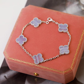 Van Cleef & Arpels cuatro hojas de suerte púrpura pulsera de calcedonia-3830