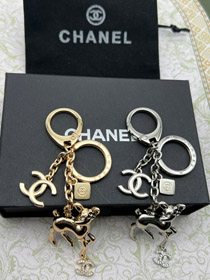 Chanel doble c strass perla ciervo llavero-3835