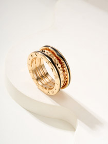 Bulgari oro rosa tres círculo diente de sierra anillo-3841