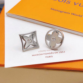Louis Vuitton LV plata redonda pulido pendientes-3877  