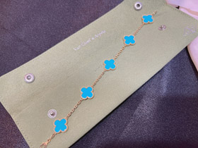 Van Cleef & Arpels pulsera turquesa de cinco flores-3910