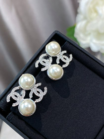 Chanel doble C hueco diseño pendientes-3926