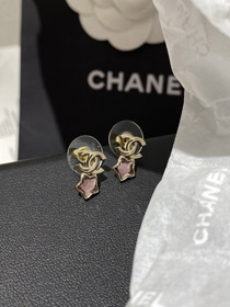 Chanel estrella rosa luz oro pendientes-3929