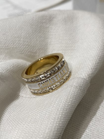 Dior doble fila diamante esmalte carta anillo-3953