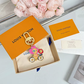 Louis Vuitton LV colorido metal grabado marca mascota llavero-3991