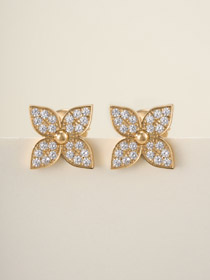 Louis Vuitton LV diamante completo de cuatro hojas trébol pendientes-4029
