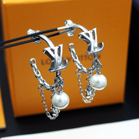 Louis Vuitton LV flor y carta perla pendientes-4060  