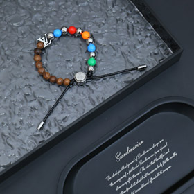 Louis Vuitton LV cartas ajustables y floral afortunado pulsera de cuentas redondas-4055  