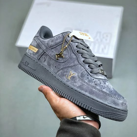 Nike Louis Vuitton LV gris ante zapatos deportivos casuales de alta-2872