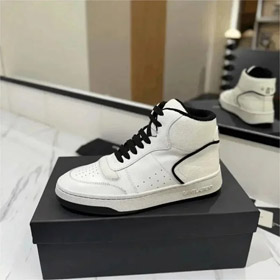SAINT LAURENT YSL cuero medio-top encaje-up zapatillas de alta moda-2911