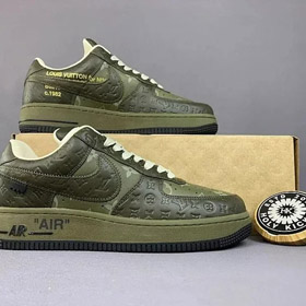 Nike Fuerza Aérea 1 baja LOUIS VUITTON cuero encaje-arriba zapatillas de deporte-2917