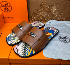HERMES cuero de ternera redondo dedo del pie slip-on zapatillas-2966